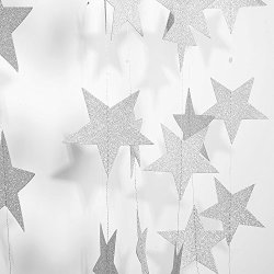 Takefuns Silver Star Garland Silvery Christmas Galaxy Banner Twinkle Little Star String Garland Christmas Garland For Wedding Birthday Party Baby Shower Decorations 4 Inch In