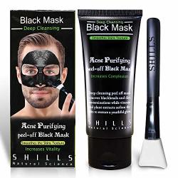 Shills Charcoal Black Mask Peel Off Mask Charcoal Mask Black Peel Off Mask Deep Cleansing Purifying Activated Charcoal Black Mask With White Brush