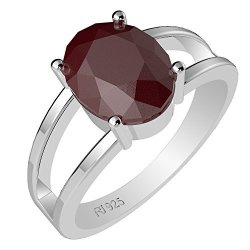 2.15 Cts Genuine Ruby Oval & SOLID.925 Sterling Silver Rings SIZE-6.5