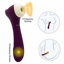 Wireless Wand Massager With Dual Motors - Powerful Speed 8 Vibration And 3 Suction Mode - Butterfly- Rabbit -memory Function