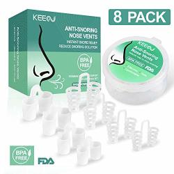 Keeou Anti Snoring Nose Vents 8 Pack Bpa-free Reusable & No Side Effect Stop Snoring Solutions Snore Stopper For Comfortable Sleep & Ease