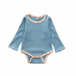 F_gotal Children Clothing Newborn Baby Girl Jumpsuit Cotton Linen Solid Romper Short Sleeve One-piece Bodysuit Infant Summer Clothes Outfits Blue