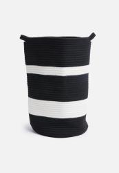Cotton Rope Laundry Basket - Black & White