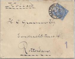 Natal 1905 Qv 2 Half D On Cover With Dalton Cds To Rotterdam Fine
