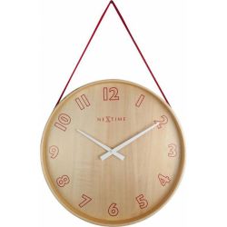 26CM Loop Small Wood & Fabric Round Wall Clock - Red