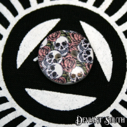 Diy 15MM Wood Button - Skulls And Roses