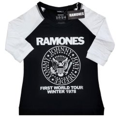 Ramones - First World Tour 1978 Unisex Raglan T-Shirt Black white Medium