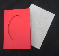 The Velvet Attic - Red Window Card With Marble Beige Envelope