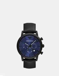 Armani Exchange Luigi Dress Black Leather Watch - One Size Fits All Black