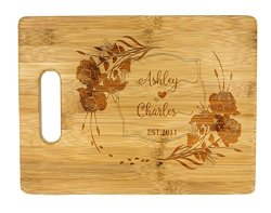 Krezy Case Personalized Cutting Board Wedding Gift Family Last Name Laser Engraved Cutting Board Wedding Gift For Couple Kitchen Decor Flower