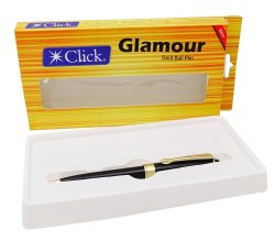 Click Glamour Black Body Mechanism Ballpoint Black Ink Ball PEN-2 Pens +10 Refills| CLK-PEN16B-3