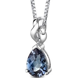 Simulated Alexandrite Pendant Necklace Sterling Silver Pear Shape