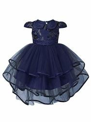 Jelory Baby Girls' Sequined High Low Princess Flower Dress Bridesmaid Wedding Baptism Formal Embroidery Gown Z1 Navy Blue 18-24 Months