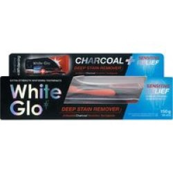 W Charcoal Deep Stain Remover Sensitive Relief Toothpaste With Toothbrush 150G