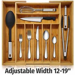 Nature Gear Kitchen Drawer Organizer - 9 Section Expandable Bamboo Storage For Flatware - Housewares - Bath & Vanity - Tool Utility Caddy Adjustable Tray