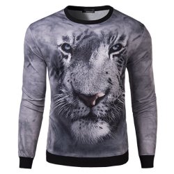 Men's 3D Domineering Tiger Printing Sweatshirt Round Collar Casual Pullover