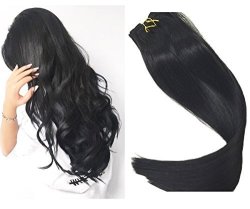 Labetti Clip In Human Hair Extensions Natural Black 7A Grade 7 Pieces 70G Clip On Silky Straight Weft Remy Real Hair 15 Inches 1B
