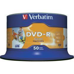 Verbatim Spindle of 50 4.7GB Wide Printable DVD-R Discs
