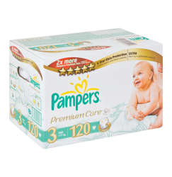 Pampers Premium 120 Nappies Size 3 Mega Pack