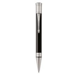 Duofold Medium Nib Ballpoint Pen Black With Chrome Trim Black Ink - Presented In A Gift Box