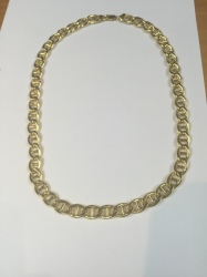 9 Carat Gold Silverfilled -marina Gents Necklace Cm 55- Mm 10.5 Wide