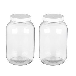 2 Pack 1 Gallon Glass Jar Clear Glass Gallon Bottle With Plastic Lid. Bpa-free Dishwasher Safe Kombucha Jar For Fermenting Kefir Storing And Canning.