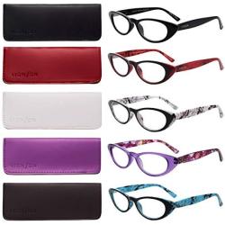 LianSan 5 Pairs Ladies' Vintage Cat Eye Readers Quality Reading Glasses For Women L3720 +3.00