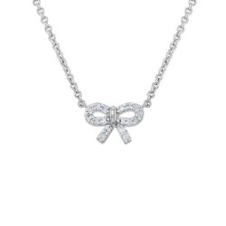 Sterling Silver Cubic Zirconia Bow Kid&apos S Necklace