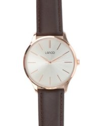 Lanco Mens Classic Watch With Brown Strap And Rose Gold tone