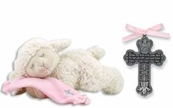 Adorable Plush Praying Lamb With Pink Blanket - Recites"now I Lay Me Down To Sleep" Prayer & Bless The Child - Guardian Angle Crib