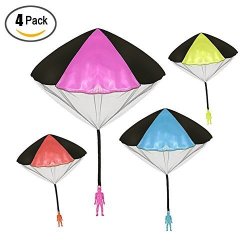 Magneticspace 4 Pieces Set Tangle Parachute Figures Hand Throw Soliders Square Children's Flying Toys Outdoor Play Game Toy For Kids