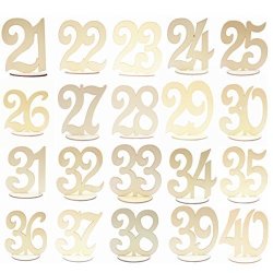 20 Pieces Wooden Wedding Table Number 21 To 40 With Holder Base For Wedding Party Home Table Decoration By Alinay