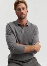 Gcs-certified Cashmere Long Sleeve Textured Polo