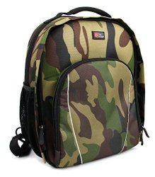 Duragadget Camouflage Backpack W customizable Interior & Raincover - Compatible With Olympus 10-30X25 Zoom PC I 10X25 PC I 12X25 PC I |