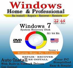 Direct Supplier - Win 7 System Repair & Re-install 32 Bit & 64 Bit Boot Disk: Repair & Re-install Any Version Of Windows 7 Basic Home Premium And Ultimate