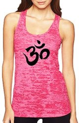 Yoga Aum Om Ohm India Symbol Burnout Racerback Tank Top XS Pink