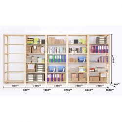 4 Bay 6 Level Pine Wooden Modular Diy Book Filing Shelf - 2700MM High