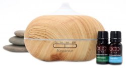 Orico Organico By Oco Life Zen Light Wood Grain Ultrasonic Diffuser With Reawaken 10ML & Breathe 10ML