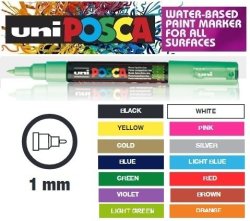 Uni Posca Paint Marker-0.7mm Tip Pc1mc - White