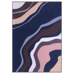 Midnight Waves Polyester Print Area Rug 120X180CM Black White And Cream