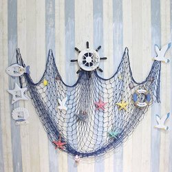Deals on RUIYANG Bestnewie Fishing Net Decor Wall Decor Decorative Fish Net  With Shells Mediterranean Nautical Style 79 X 59INCH Blue, Compare Prices  & Shop Online