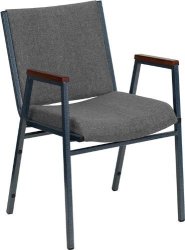 Multipurpose Heavy Duty Gray Fabric Stackable Office Side Chair With Arms - Guest Seating Church Chair