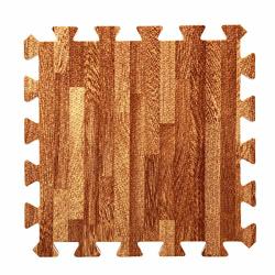 Queenbox 10PCS 30X30X1CM Wood Texture Eva Foam Mat Puzzle Kids Game Exercise Carpet Floor