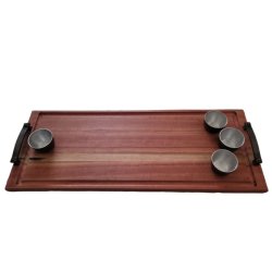 Iron Wood Cutting Board With Sauce Cups