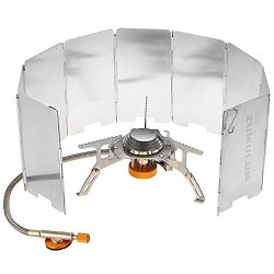 Zumulum Outdoor Camping Stove W Aluminum Windscreen . 3500W Ultralight Compact Foldable Backpacking Gas Stove 9-PLATE Camp Stove Windscreen Windshield .emergency And Survial Preparation.