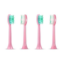Aiyabrush Sonic Electric Rechargeable Toothbrush Heads For Aiyabrush ZR501 4 Pack Pink