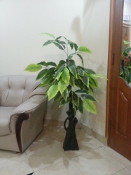 Decoration Artificial Plants With Vase Green Silk Leaves Plant With Vase