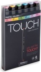 Touch Twin Pastel Colours Marker Pen Set 6 X Assorted Colours Pastel Colours