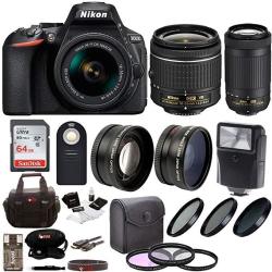 Nikon D5600 Dslr Camera With 18-55 And 70-300MM Lenses + 64GB Card Filters + Kit