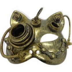 Steampunk Gold Cog Cat Mask